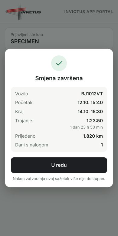Sažetak smjene