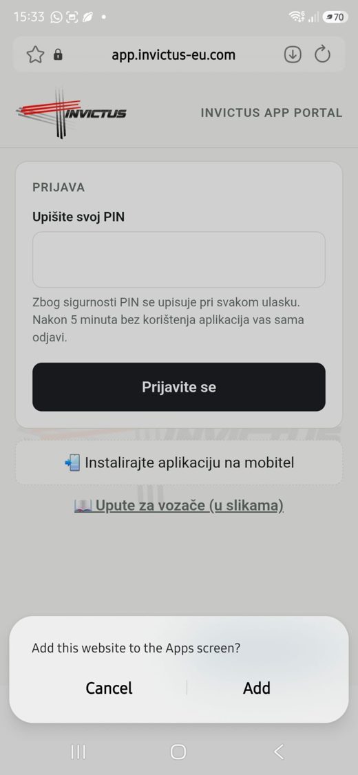 Ponuda za dodavanje aplikacije
